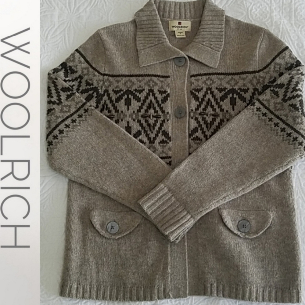 Woolrich fair isles khaki heather sweater
